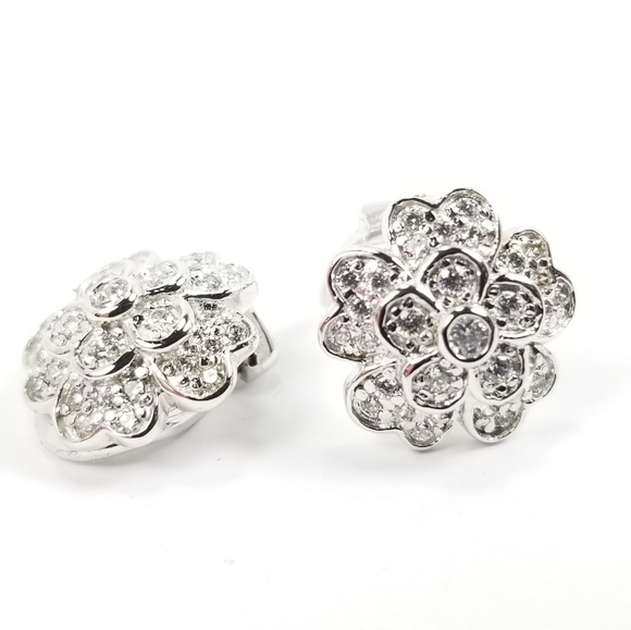 Epiphany Jewelry - Epiphany Platinum Silver Diamonique Flower Earring